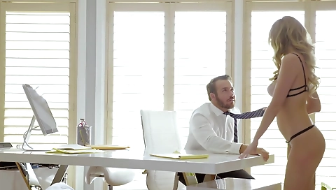 Sexy brunette hair shows off her new dildo