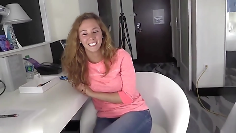 Sexy brunette babe with big tits fucks masha