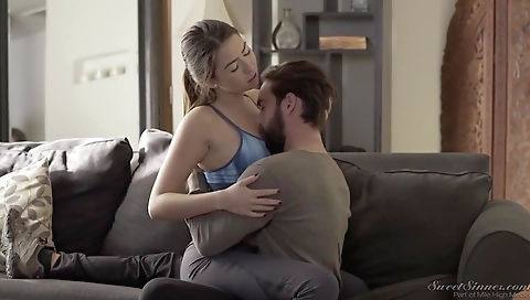 Sexy young girl with a dildo and flaunts her pussy